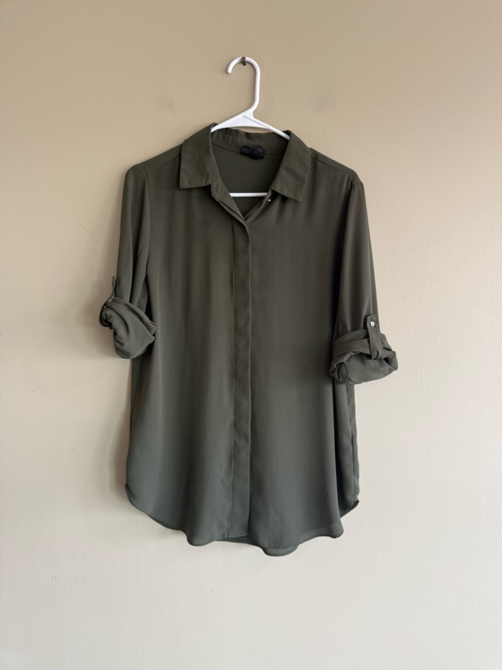Mossimo Supply Co. Olive Green Shirt with Collar